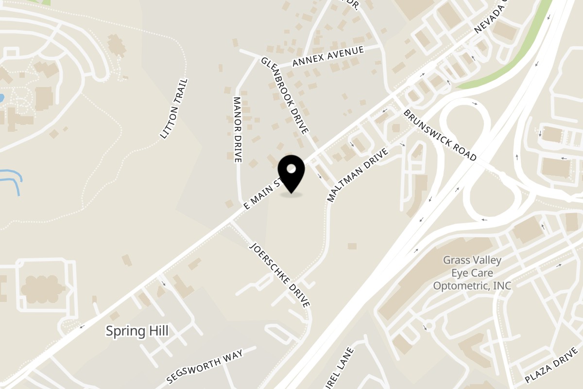 Map showing the location of Humpty Dumpty Kitchen on 1711 E Main St in Grass Valley